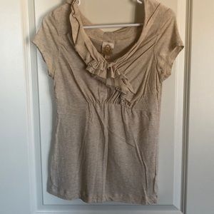 Anthropologie / Ric Rac Cream Ruffle Blouse, M